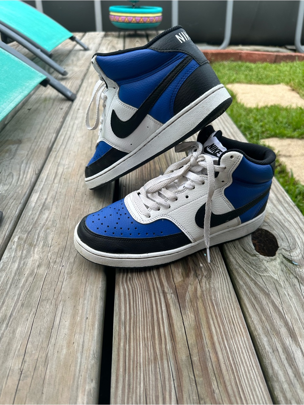 Nike High-Top Sneakers in Blue, White & Black
